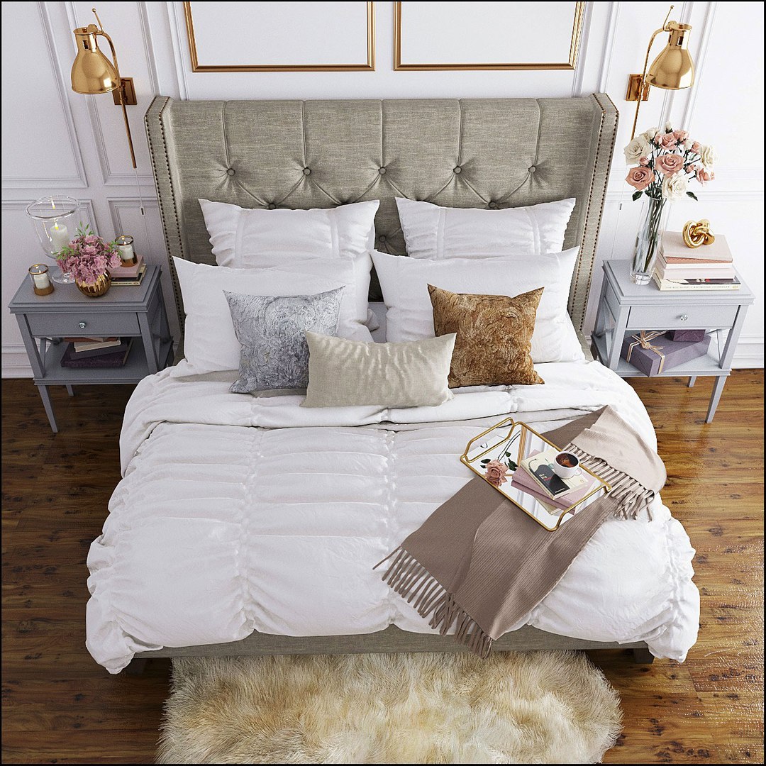 3D Pottery Barn Harper Bed Model TurboSquid 1234399