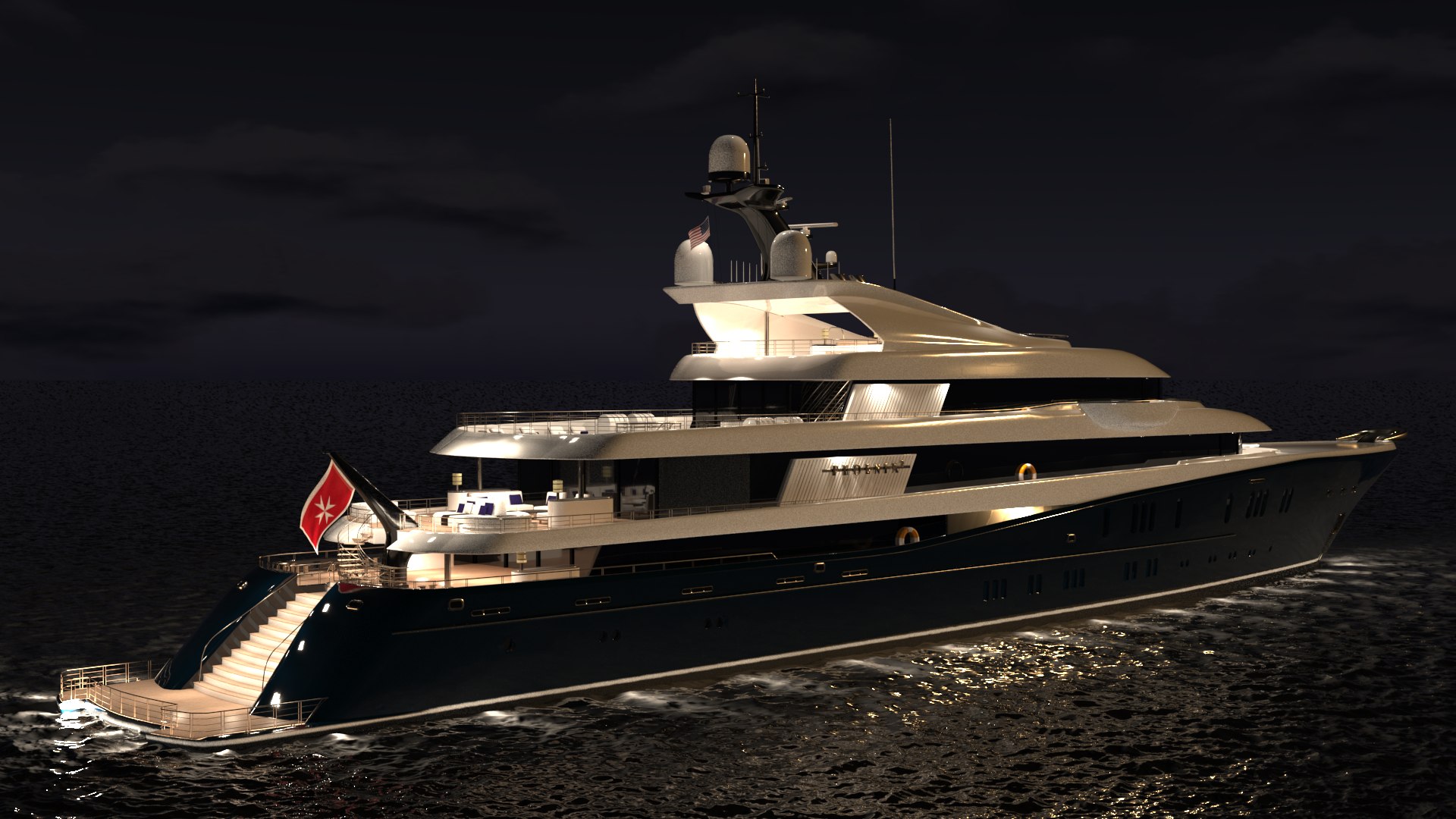 Phoenix2 Superyacht Night Scene 3D - TurboSquid 2194427