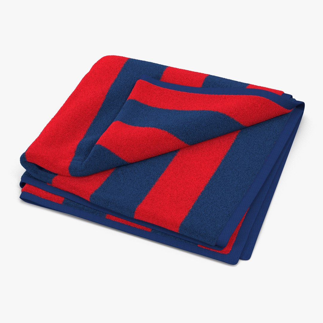 Beach Towel 2 Red 3D model preview