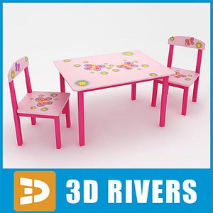 Kids table with chairs 01 by 3DRivers