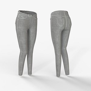Woman Gray Cotton  Pants 3D model