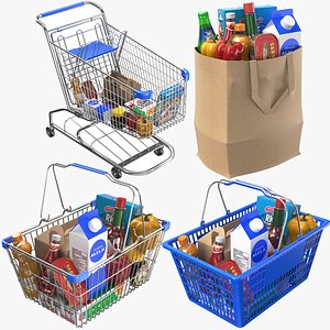 Full Detailed Shopping Carts Collection model