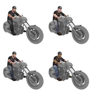 pack rigged biker 3D model
