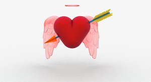 3D model angel rose heart