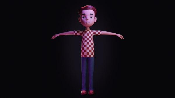 3D Young Little Toon Boy - Not Rigged