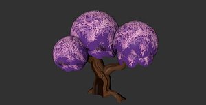 3D model hand painted cartoon tree