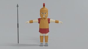 ancient greek warrior character 3D model
