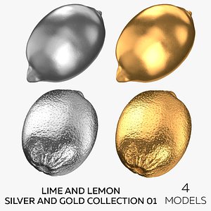 3D Lime and Lemon Silver and Gold Collection 01 - 4 models model