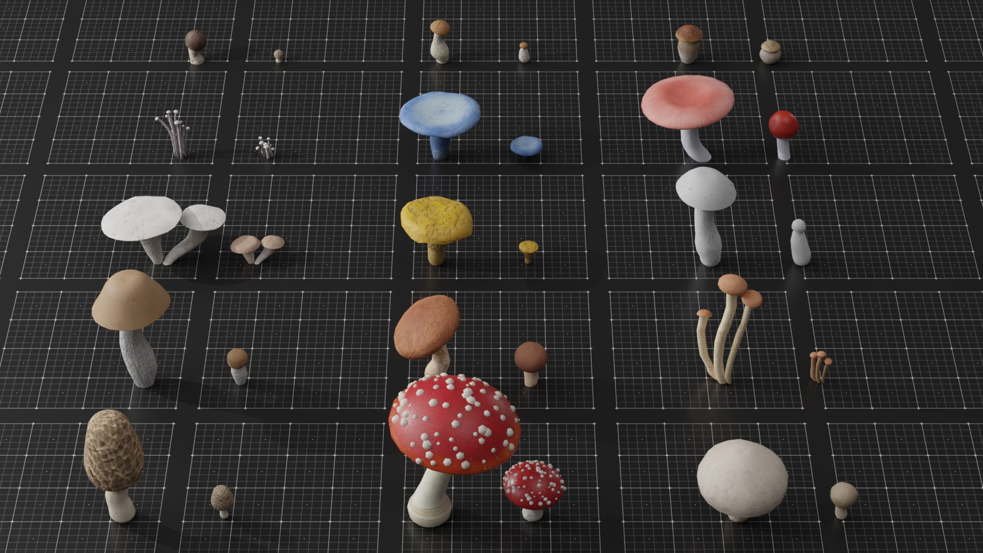15 SPECIES Mushrooms - All In 2 Age Ranges 3D Model - TurboSquid 2181021