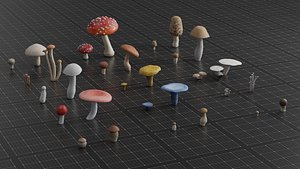 15 SPECIES Mushrooms - All in 2 Age ranges 3D model