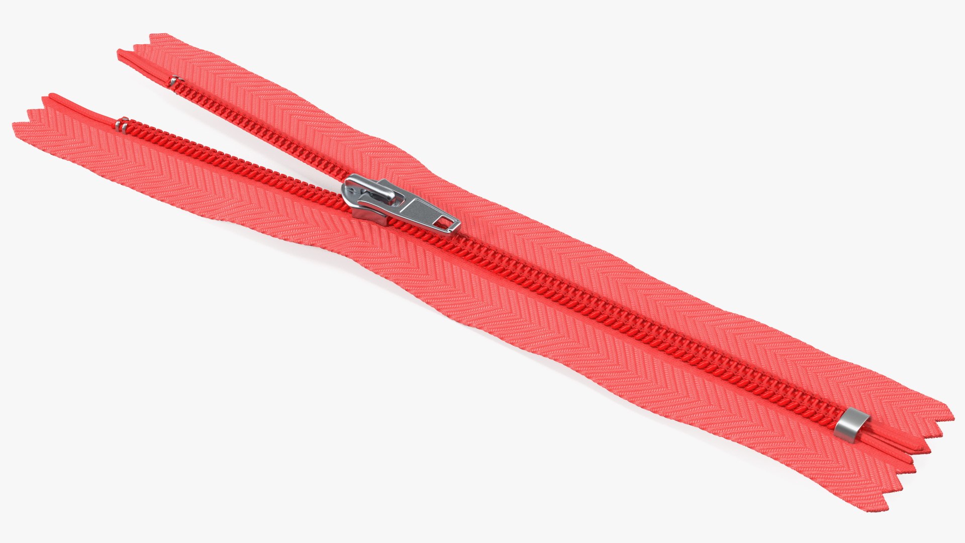 Half Open Nylon Coil Zipper Red 3D model preview