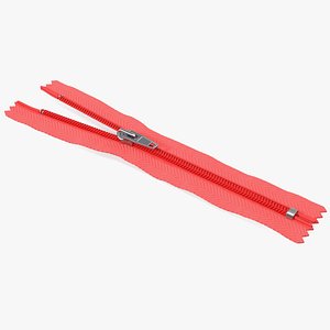 Half Open Nylon Coil Zipper Red 3D model