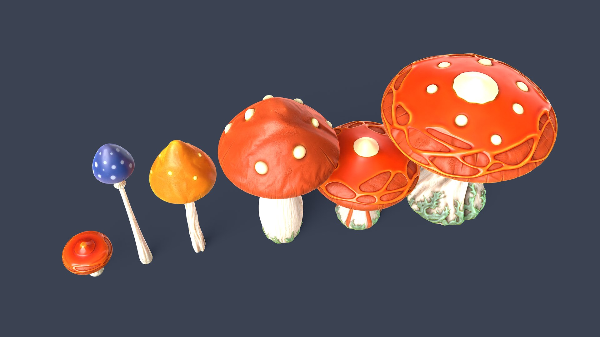 3D Stylized Mushrooms Model - TurboSquid 2426504