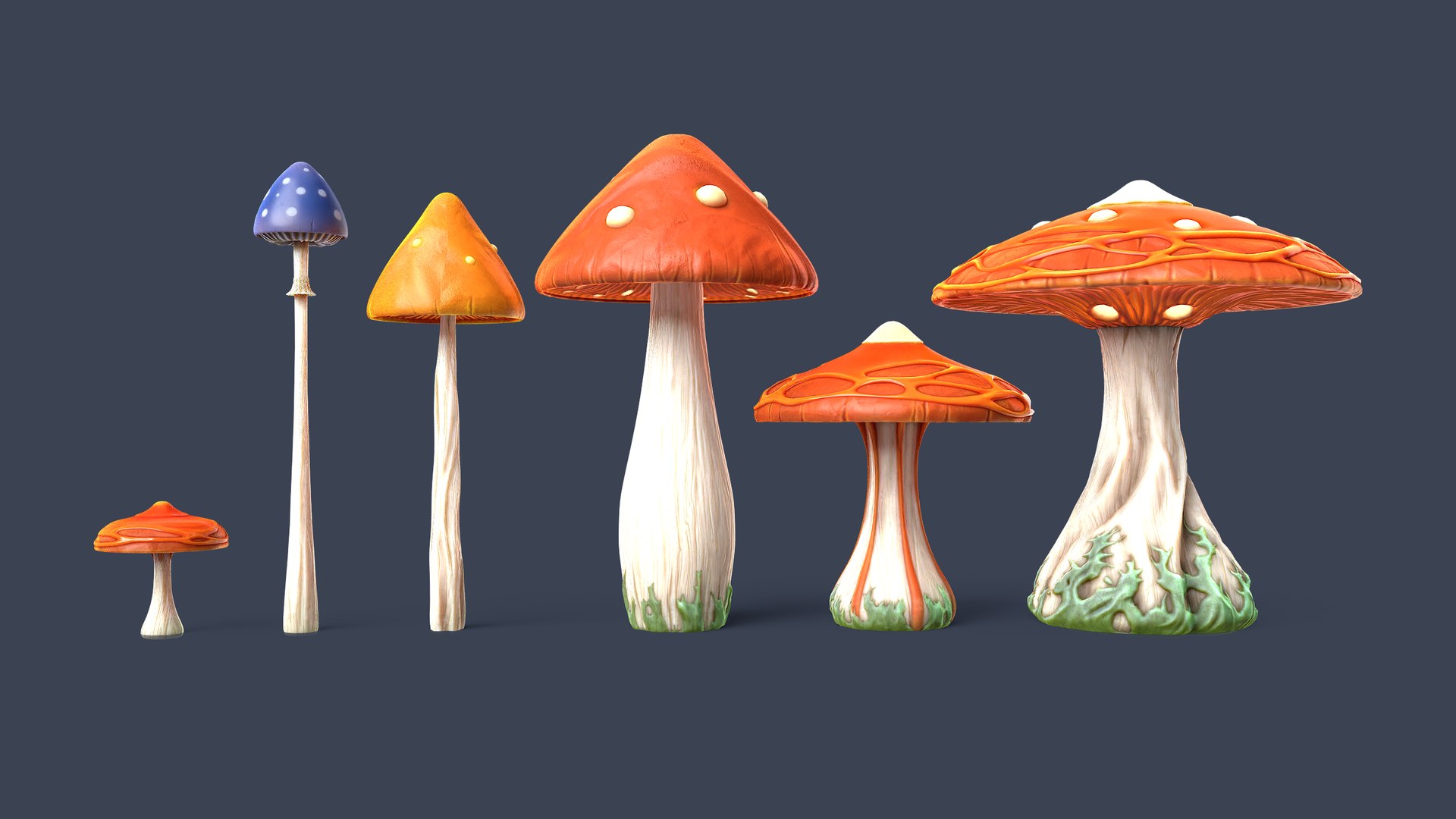 3D Stylized Mushrooms Model - TurboSquid 2426504