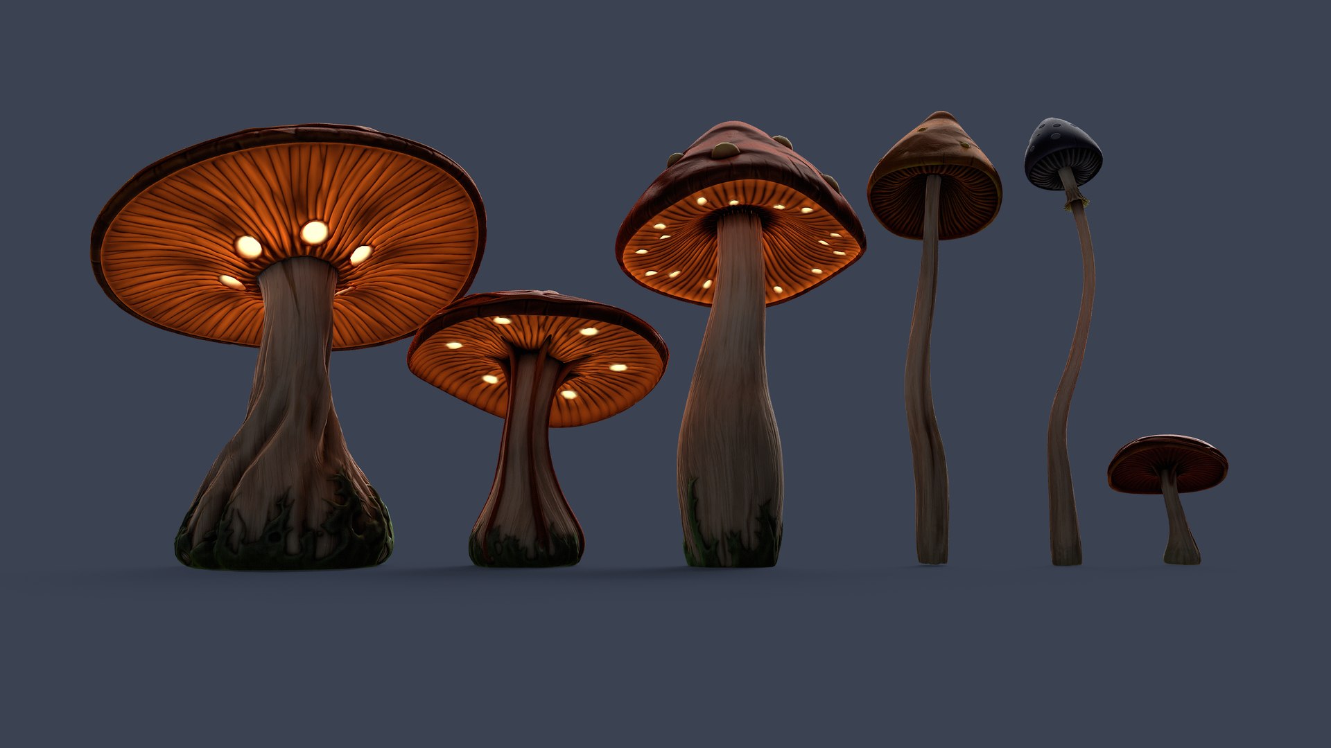 3D Stylized Mushrooms Model - TurboSquid 2426504