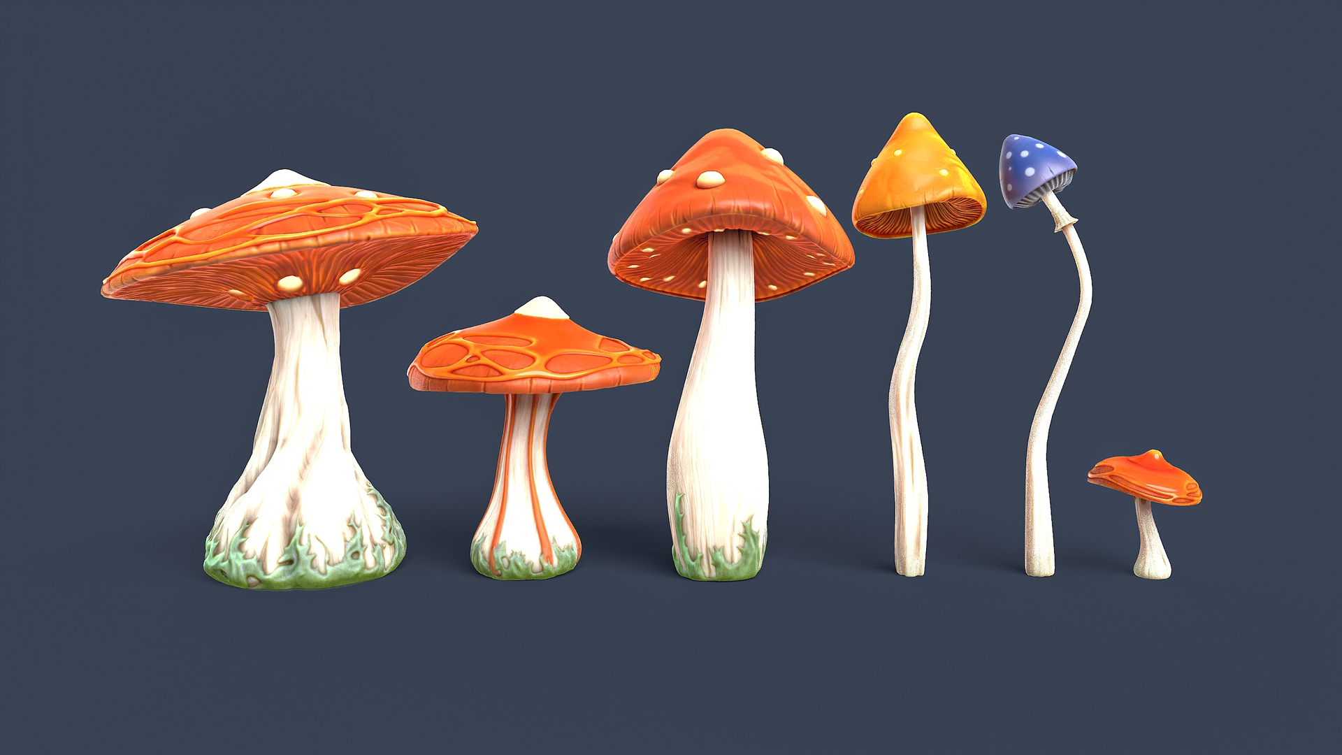 3D Stylized Mushrooms Model - TurboSquid 2426504