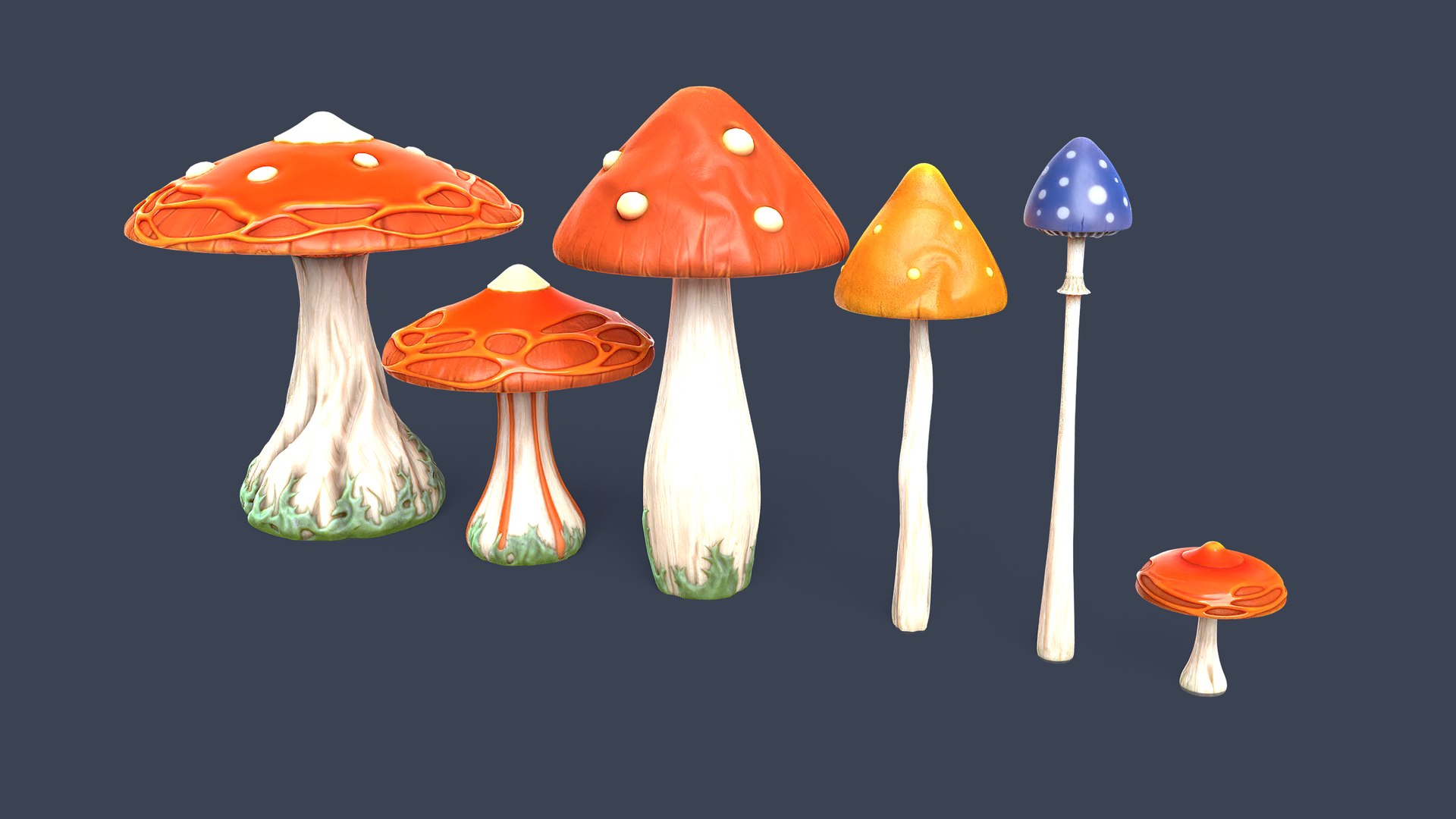 3D Stylized Mushrooms Model - TurboSquid 2426504