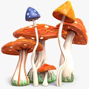 3D Stylized Mushrooms model