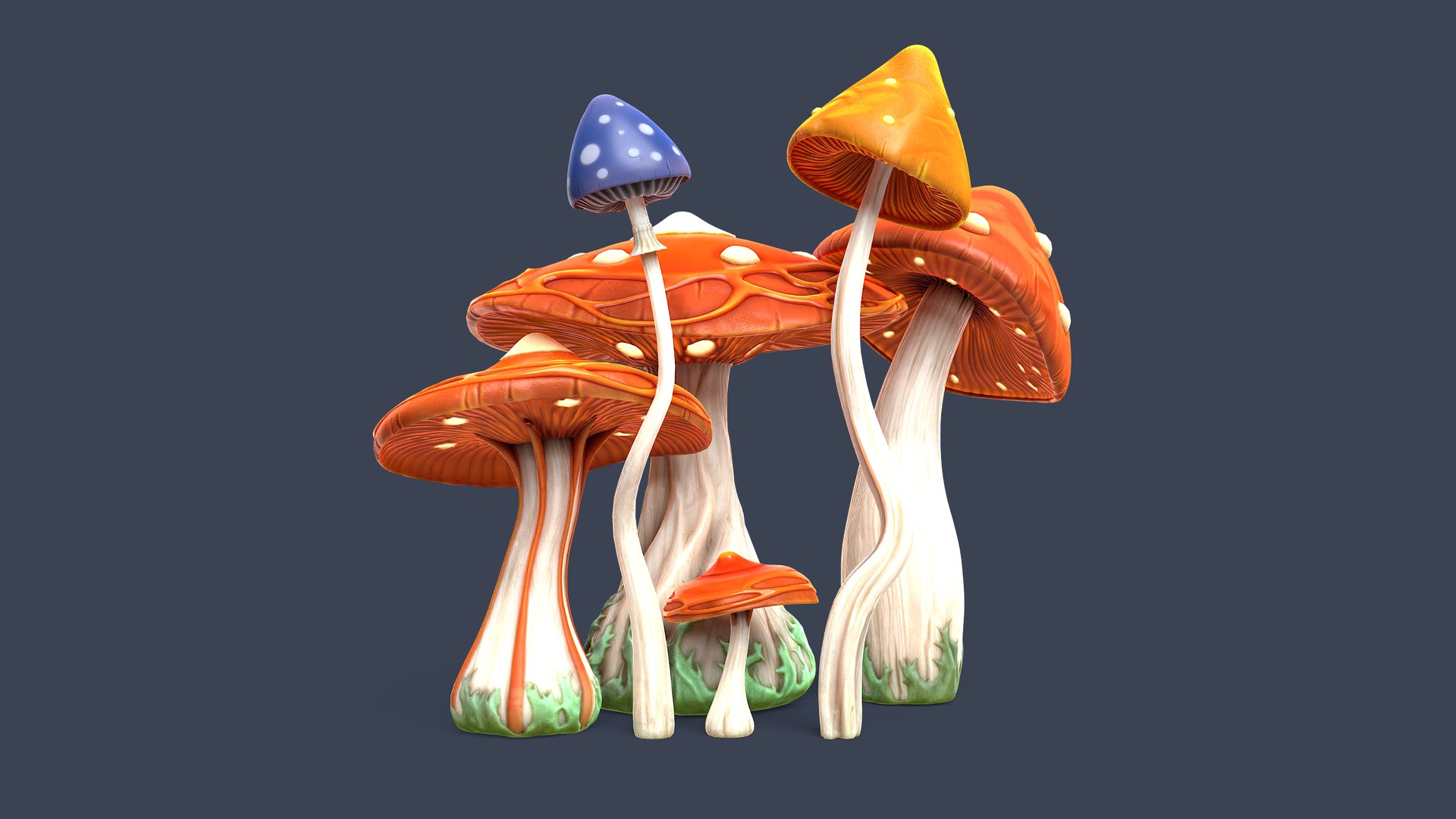 3D Stylized Mushrooms Model - TurboSquid 2426504