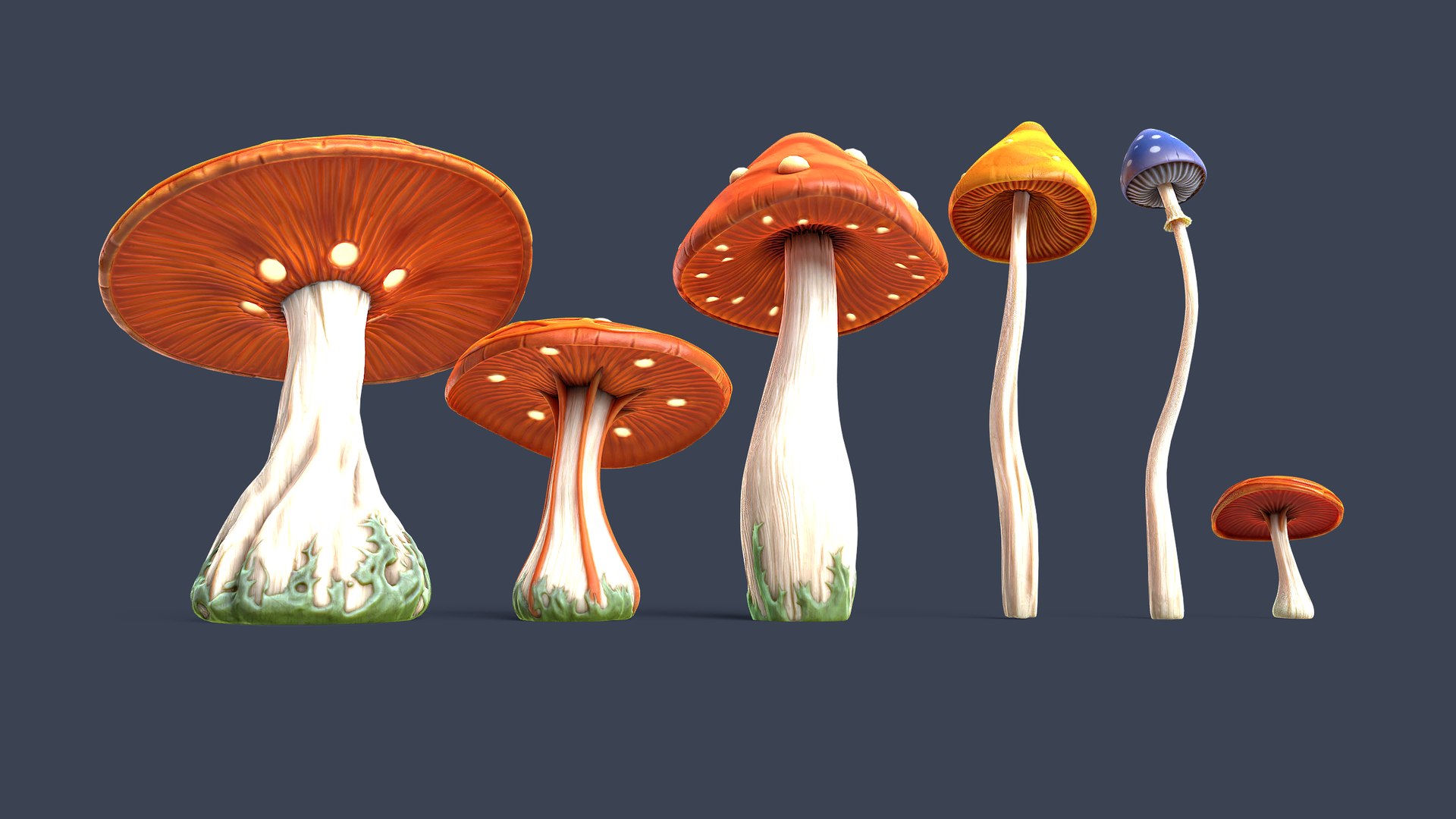3D Stylized Mushrooms Model - TurboSquid 2426504