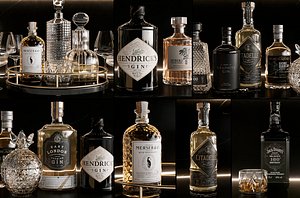 Bar Set 1 Alcohol Whiskey Rum Gin