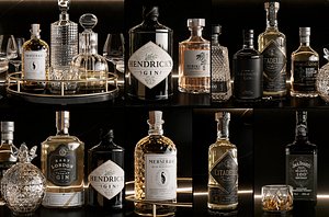 Bar Set 1 Alcohol Whiskey Rum Gin