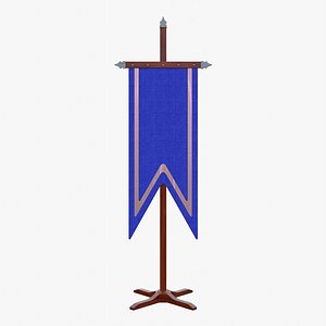 Banner with Stand Serrated Blue 3D model