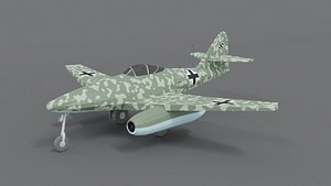 Low Poly Cartoon Messerschmitt Me 262 WWII Airplane