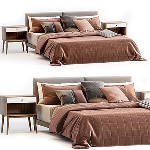 3D modern bed Russia  Crimson color  Winter design