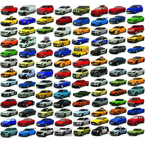 City cars  pack low-poly 3D model