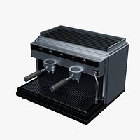 Two Group Espresso Machine with Four Spouts and Supported Grate