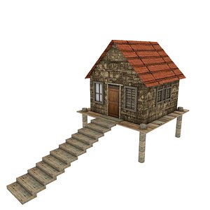platform small wooden house 3D model