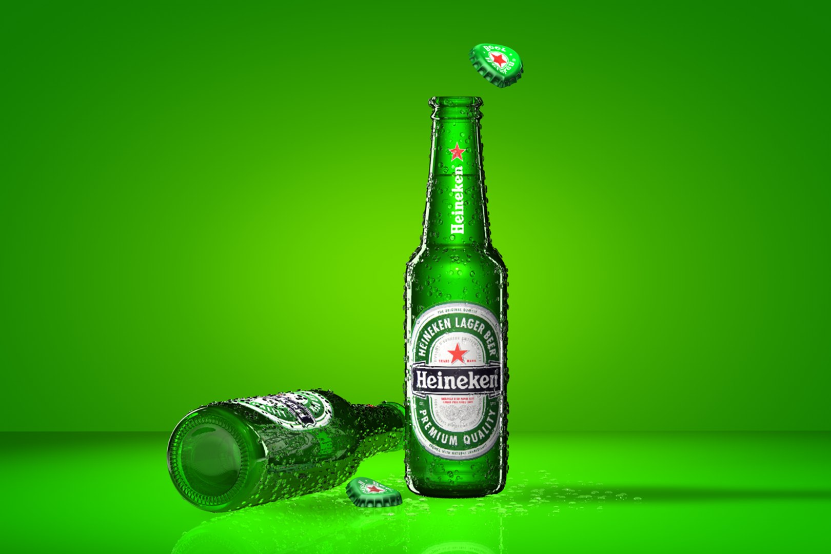 Premium AI Image  A bottle of green alcohol with a label that  says'heineken'on it