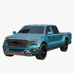 Double Cabin Blue Pickup Car 3D model