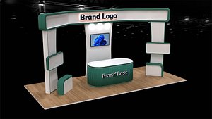 Compact Curved-Edge Exhibition Podium Blender 3D model