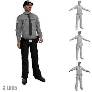 Security Guard 2 LOD's Rigged