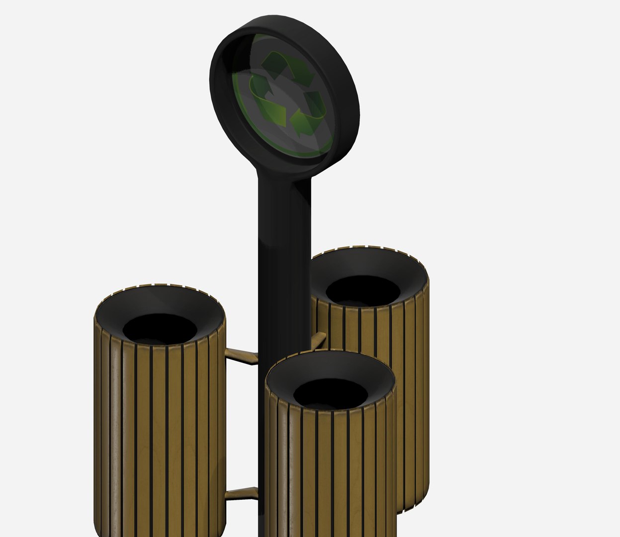 Triple cage type circular wooden trash can 3D - TurboSquid 2130523