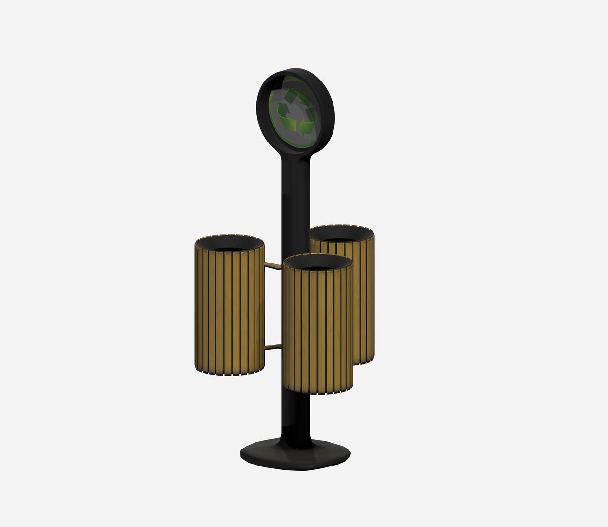 Triple Cage Type Circular Wooden Trash Can 3D - TurboSquid 2130523