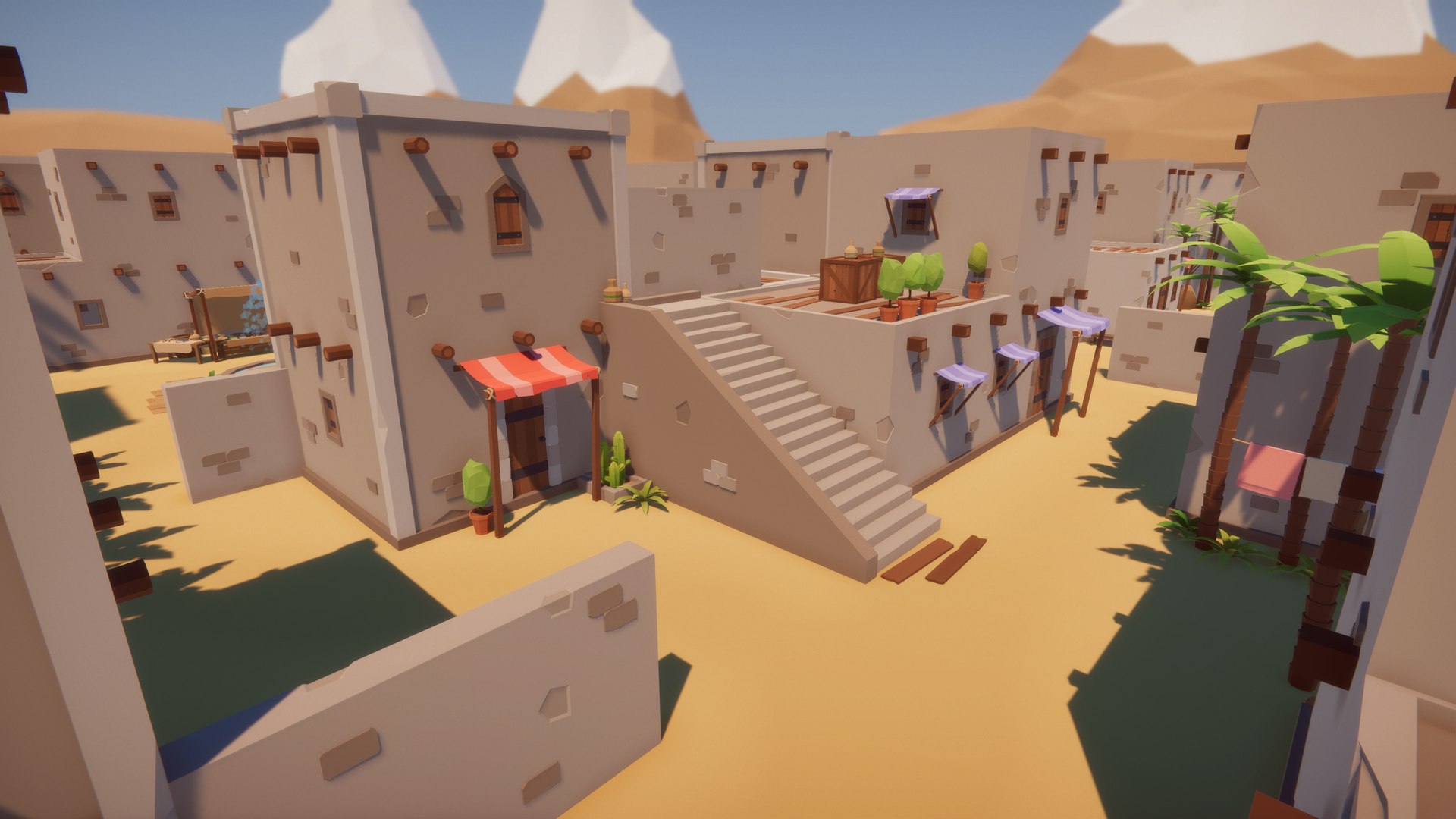 Low Poly FPS Map Vol2 Shooter Desert City Map For Unity 3D Model ...