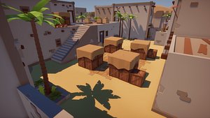 Low Poly FPS Map Vol2 Shooter Desert City Map for Unity 3D model