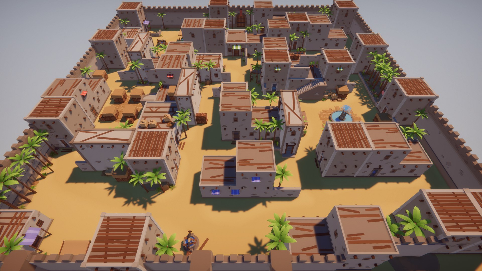 Low Poly Fps Map Vol2 Shooter Desert City Map For Unity 3d Model Turbosquid 2058346 2065