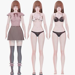 Clothing Collection 006 - Rig - UE5 - Unity - Blender - Animated - Realistic Female Character