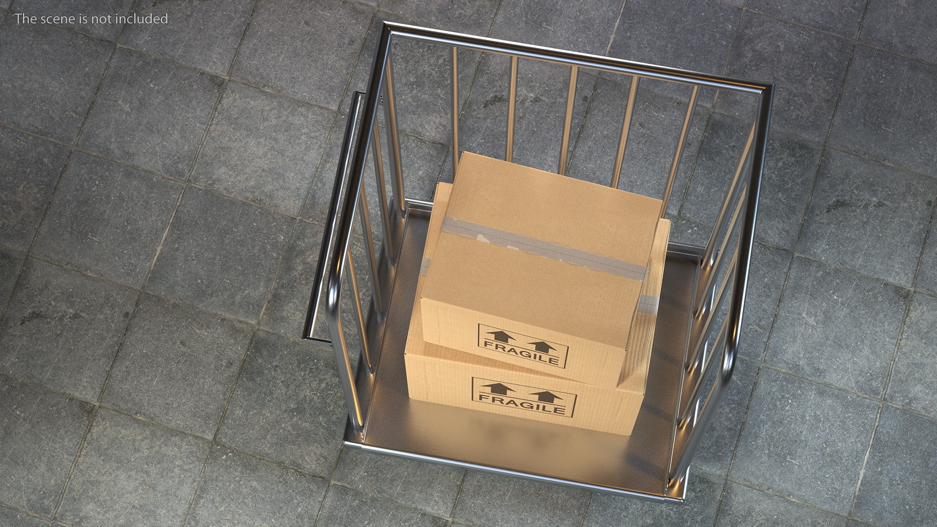 3D Trolley Platform High Railing with Cardboard Boxes - TurboSquid 1888646
