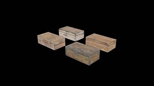 3D Small Wood Boxes Low Poly model