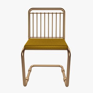 Gold chair with brown pad 3D
