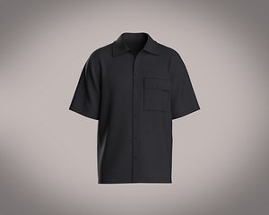 Mens black shirt with flap chest pocket model
