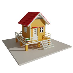 3D low poly house 01 model
