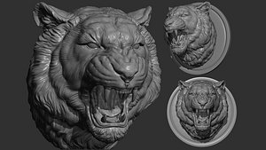 Tiger grin roar 3D model
