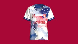 3D Men USA V Neck Star Wave Sublimation Soccer Jersey