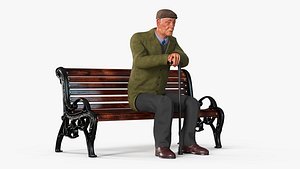 Old Man Sitting on Bench